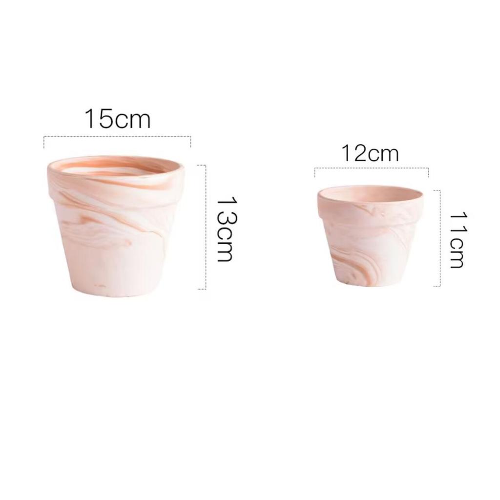 Terracotta Nordic Ceramic Flower Pot with Tray - Large, Coarse Pottery for Succulents and Pothos