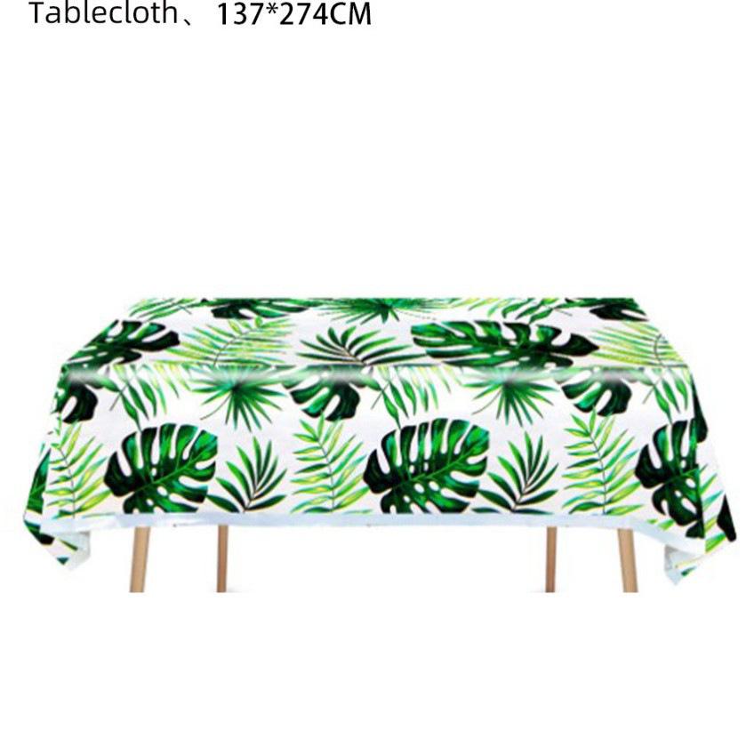 Tropical Hawaiian Leaves Party Set: Paper Plates, Cups, Napkins, and Tablecloth for Summer Theme Decor
