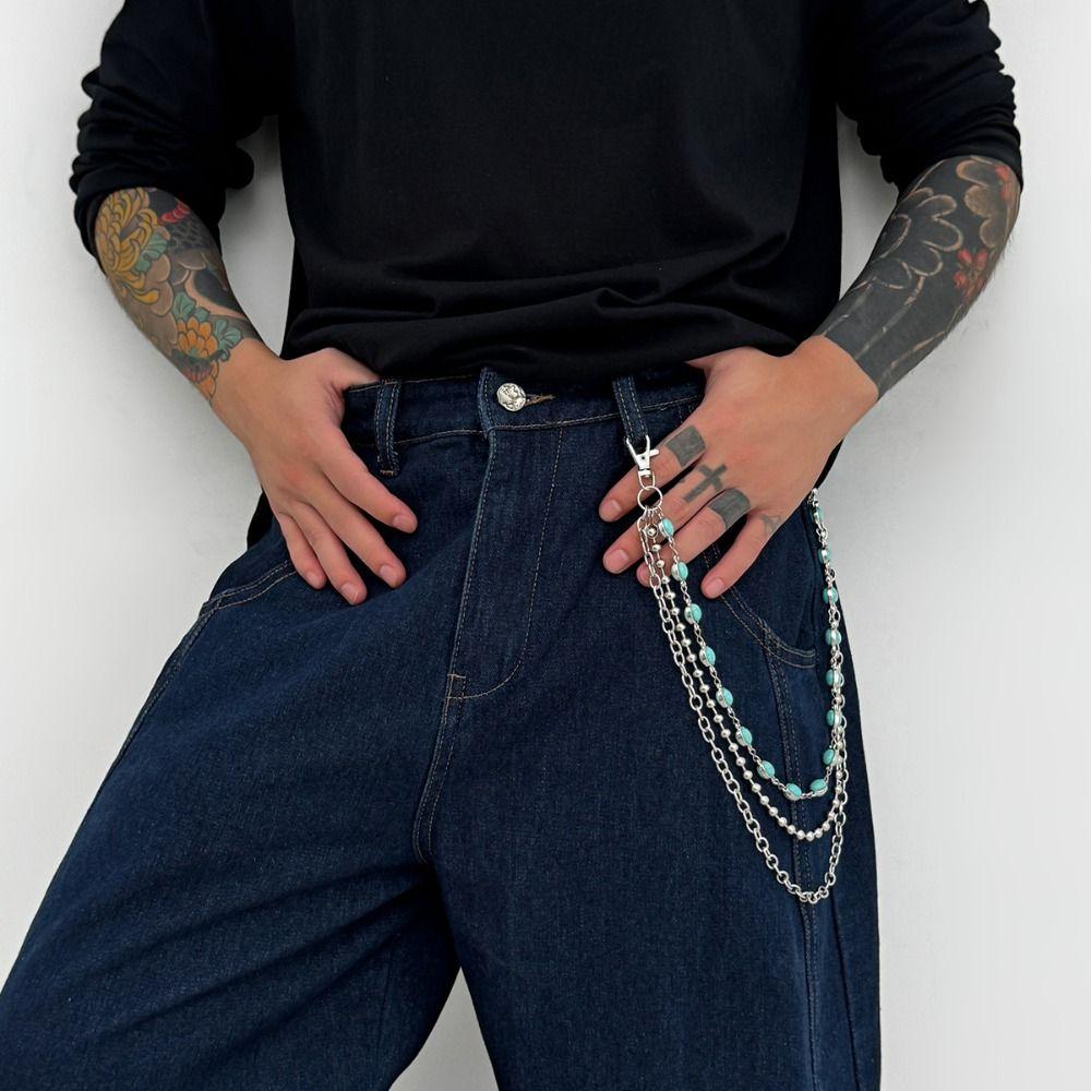 Zinc Zinc Zinc Alloy Pearl Waist Chain Tassel Pants Chain Cool Tassel Jeans Chain  Male