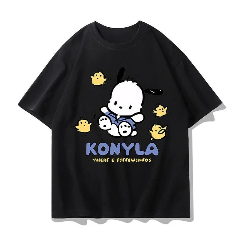 Mini New Pochacco Cartoon Tshirt Summer Sanrio Surround Womens and Unisexs Cotton Tshirt YK Loose Casual Short Sleeve Top