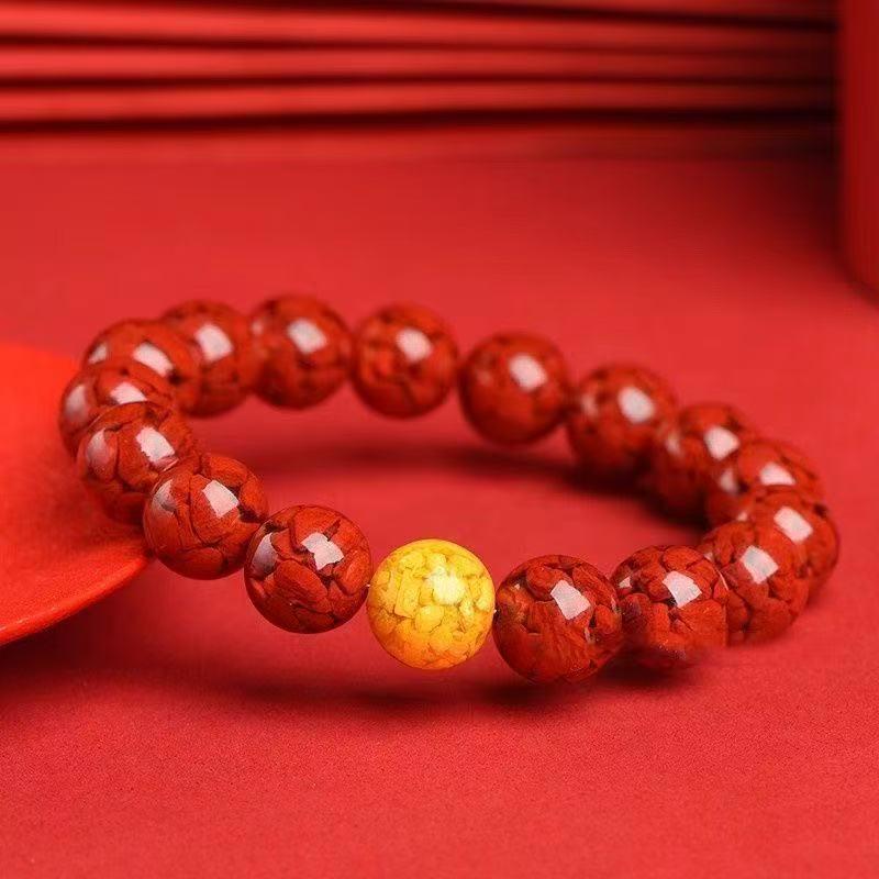 Natural Cinnabar & Realgar Purple Gold Red Sand Crystal Bracelet