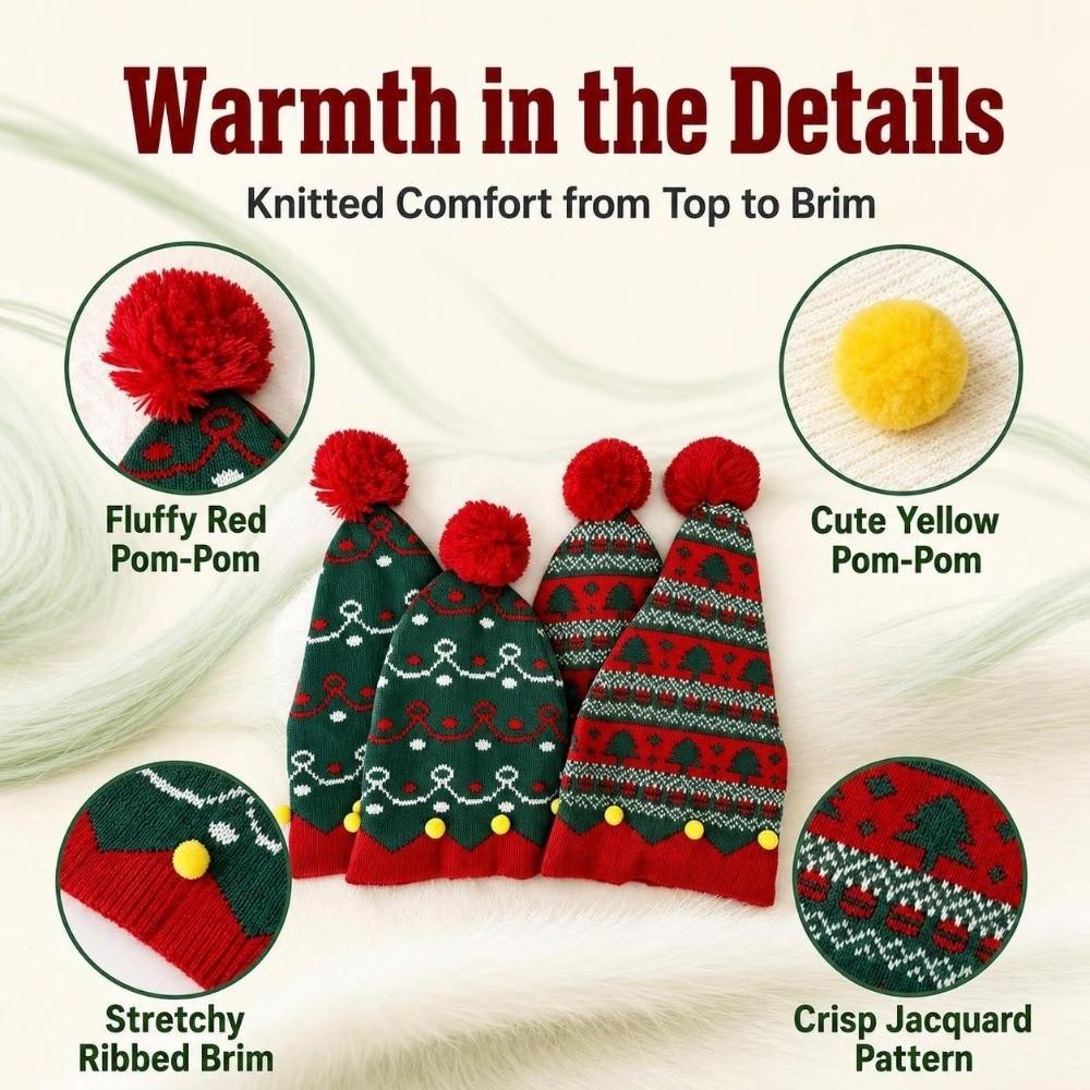 Warm Xmas Baby Beanie Knit Hat Crochet Christmas Tree Santa Hat  Adults Children