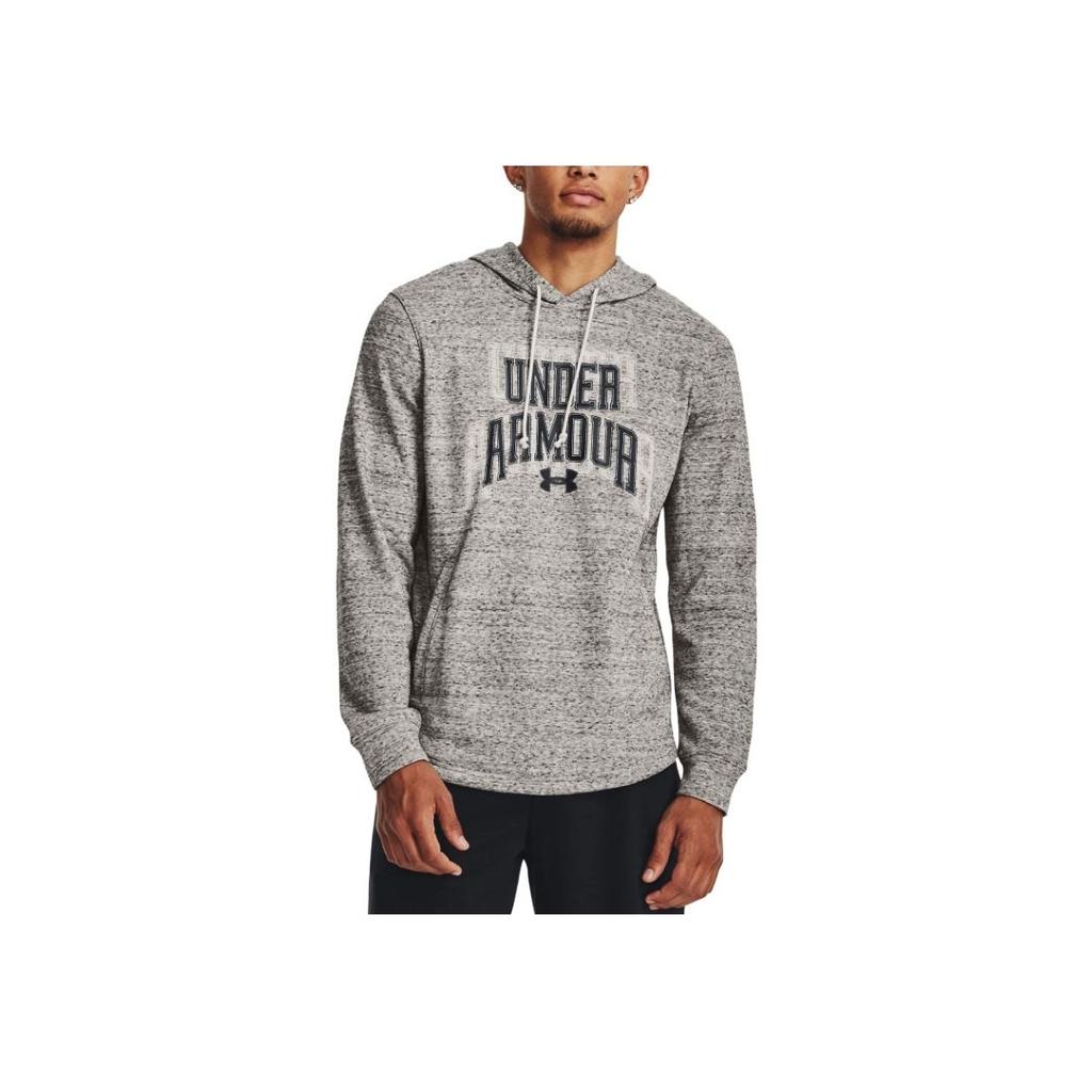 Under Armour Retro Letter Print Loose Fit Hoodie Men Hoodies Gray 1379766-114
