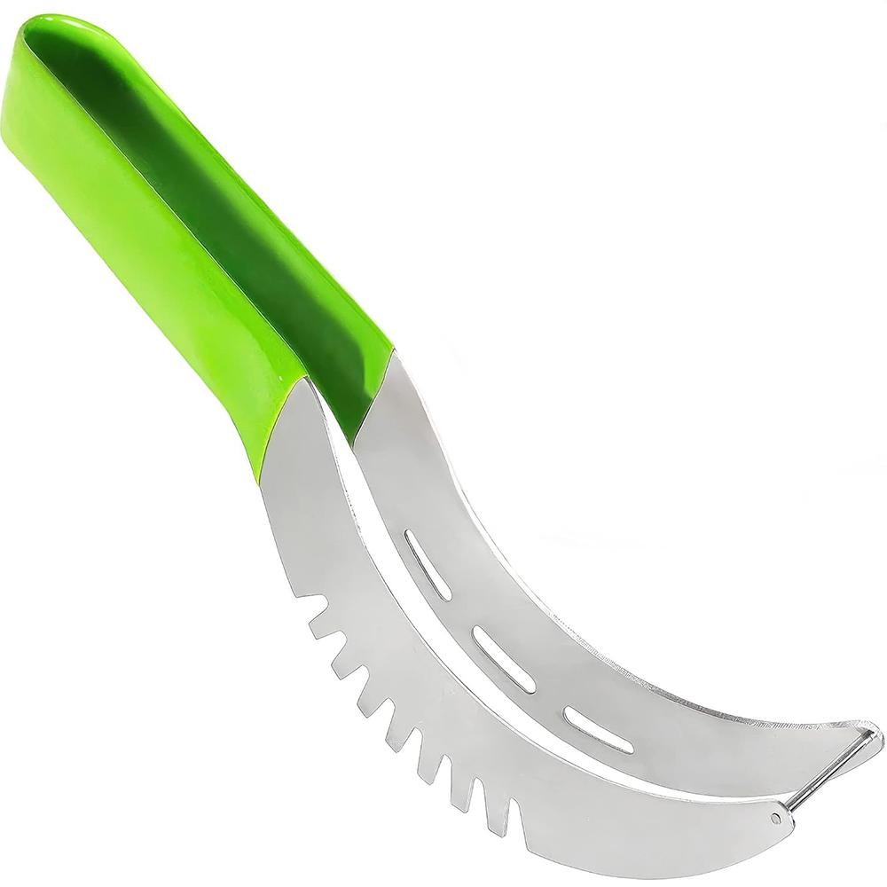 Watermelon Slicer Cutter Stainless Steel Color Non-slip Plastic Wrap Handle Not Hurt Hands Cantaloupe Kitchen Fruit Cutting Tool