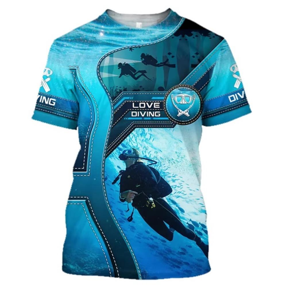 

Summer Men s Diving Printed T-Shirt Clothes 3D Round Neck Short Sleeved Oversized Tees Tops Streetwear New In Diving Tees Shirt 6XL