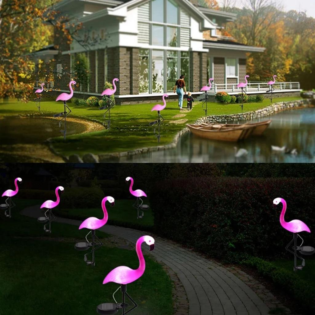 1pc Solar Power Lawn Light Flamingo Shape Outdoor Garden Waterproof Landscape Lamp Best Gift For Home Yard Garden Decoration