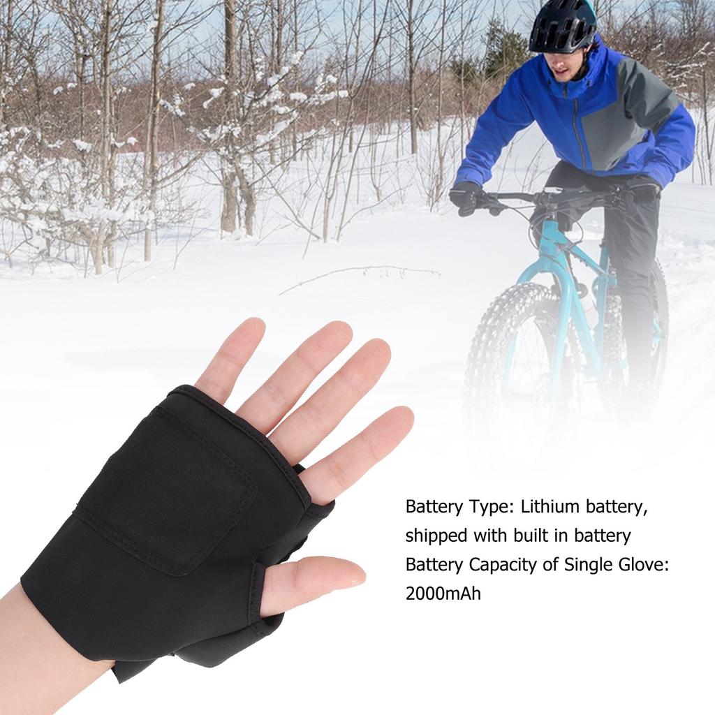 1 Pair Electric Half Hand Warmer Ultra Adjustable Elastic Wrist Strap Wide Use Electric Heated Gloves with Data Cable for Riding