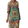 Women Half Sleeve V-Neck Casual Hot Vacation Printed Short   Dress