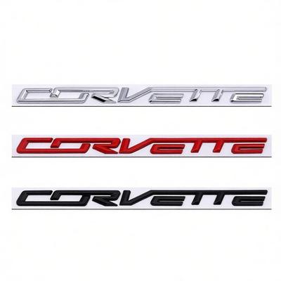 Para Corvette Logo Insignia Trasera Metal Modificado Etiqueta de Letras Inglesas Pegatina 3D 27.8x1.8cm Decoración de Emblema Trasero para Coche