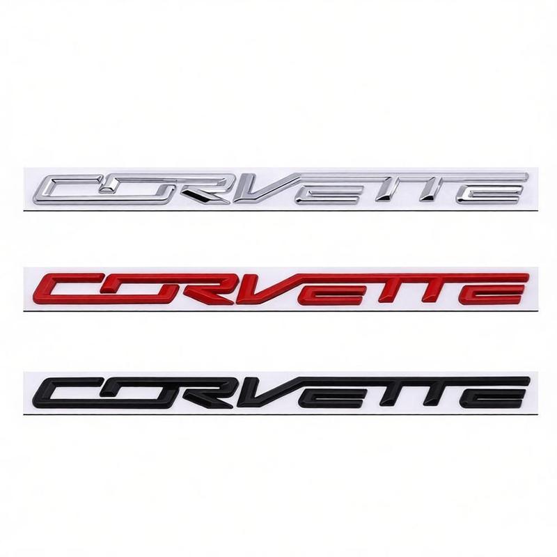 For Chevrolet Corvette Logo Tail Badge Metal Modified English Letter Label 3D Sticker 27.8x1.8cm Auto Rear Emblem Decoration