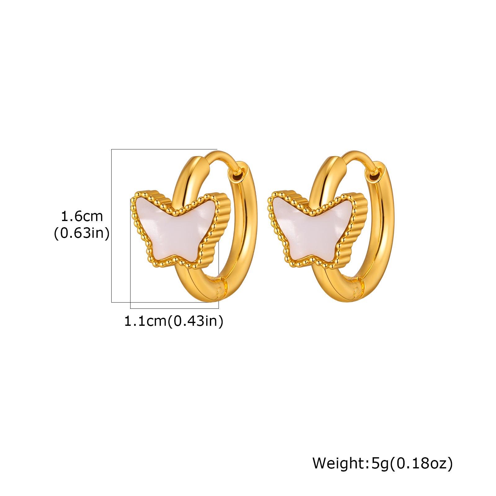 Dainty White Shell Butterfly Hoop Earrings, Hypoallergenic Stainless Steel Earrings for Women Fashion Daily Piercing Jewelry