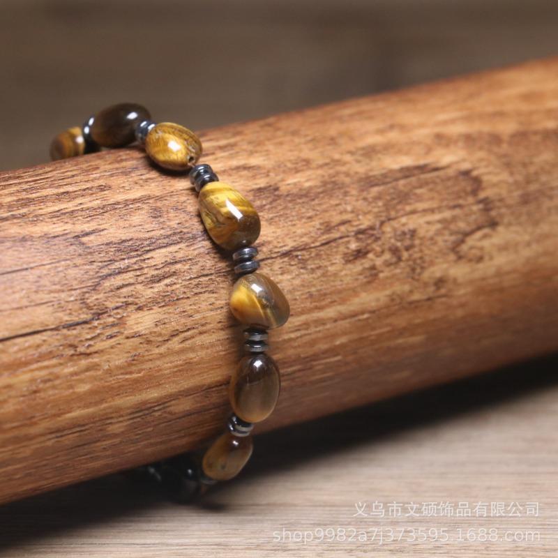 Tiger's Eye Hematite Beaded Bracelet – Grounding Healing Jewelry, Minimalist Protection Gift for Men Women