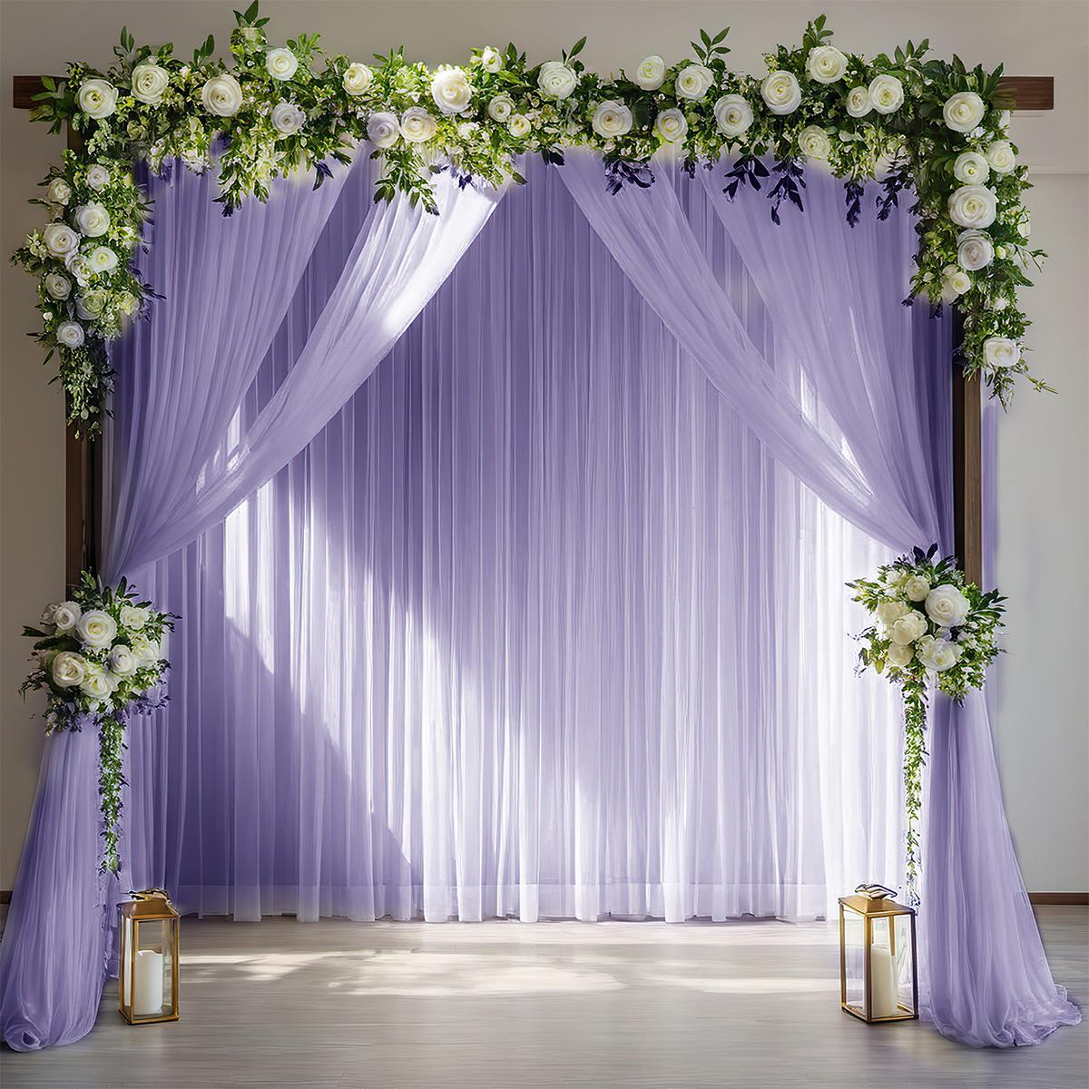 

150x300cm Elegant Wedding Decoration Window Screening Gorgeous Home Festive Party Background Decor Curtains Mesh Curtain 150x300cm