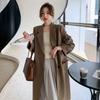 Casual and Loose Korean Style Long Suit Coat with Knee-length Windbreaker for Autumn and Spring