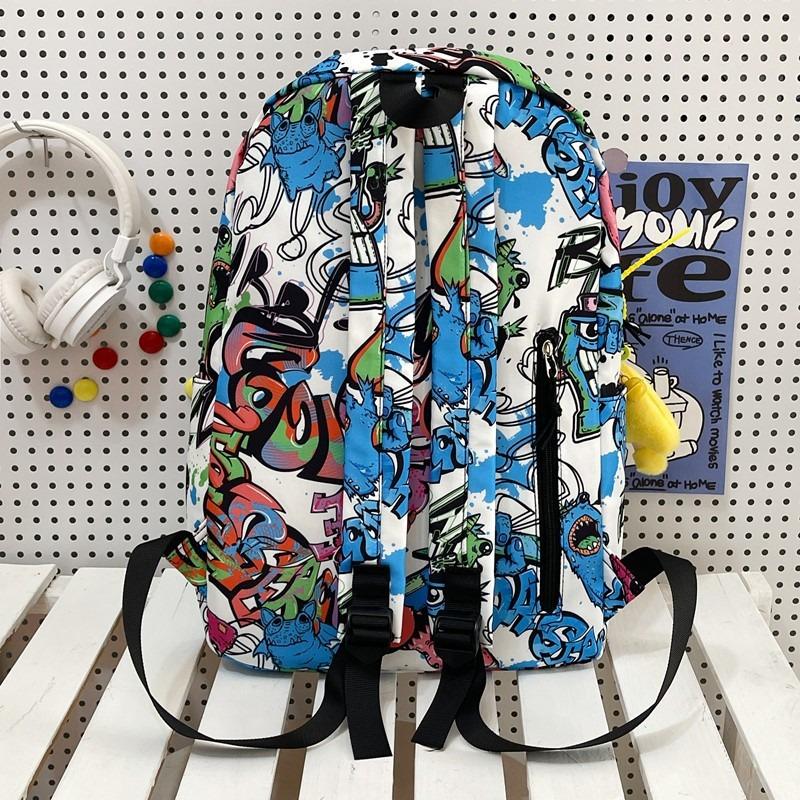 i new high-value personalized graffiti cool backpack junior high school students contrasting color backpack