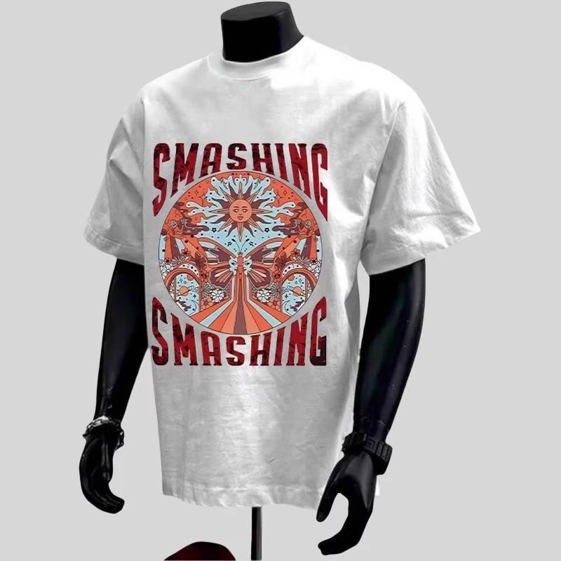 American Trendy Brand Short-Sleeved Pure Cotton Men'S Printed T-Shirt Trendy Men'S And Women'S Versatile Round Neck T-Shirt Men'S