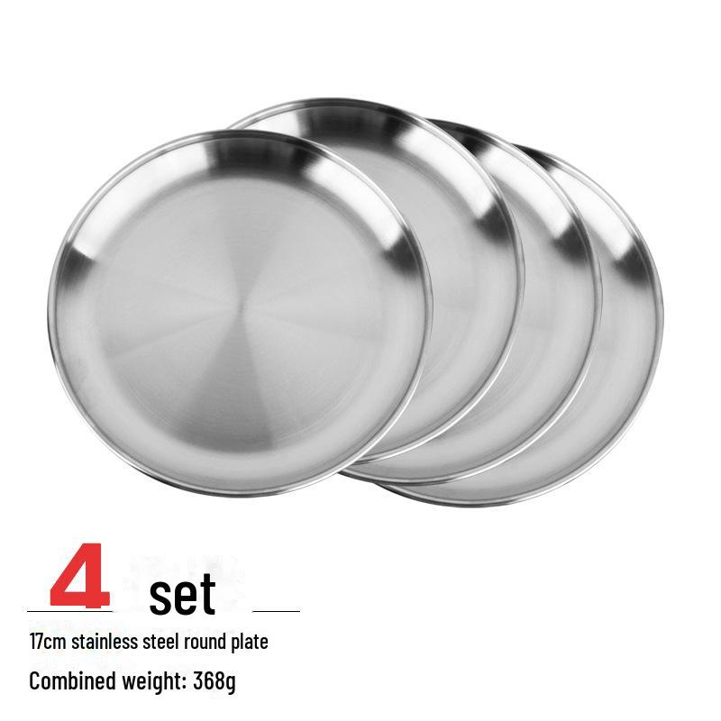 

Прочный набор из 5 круглых тарелок из нержавеющей стали: Ужин, Фрукты, Пикник, Барбекю, Термостойкий