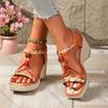 Fashion Comemore Summer Wedges High Heel Sandals Bohemian Style Fashion Ethnic Elastic Band Sandales Femmes Casual Platform Sandalias