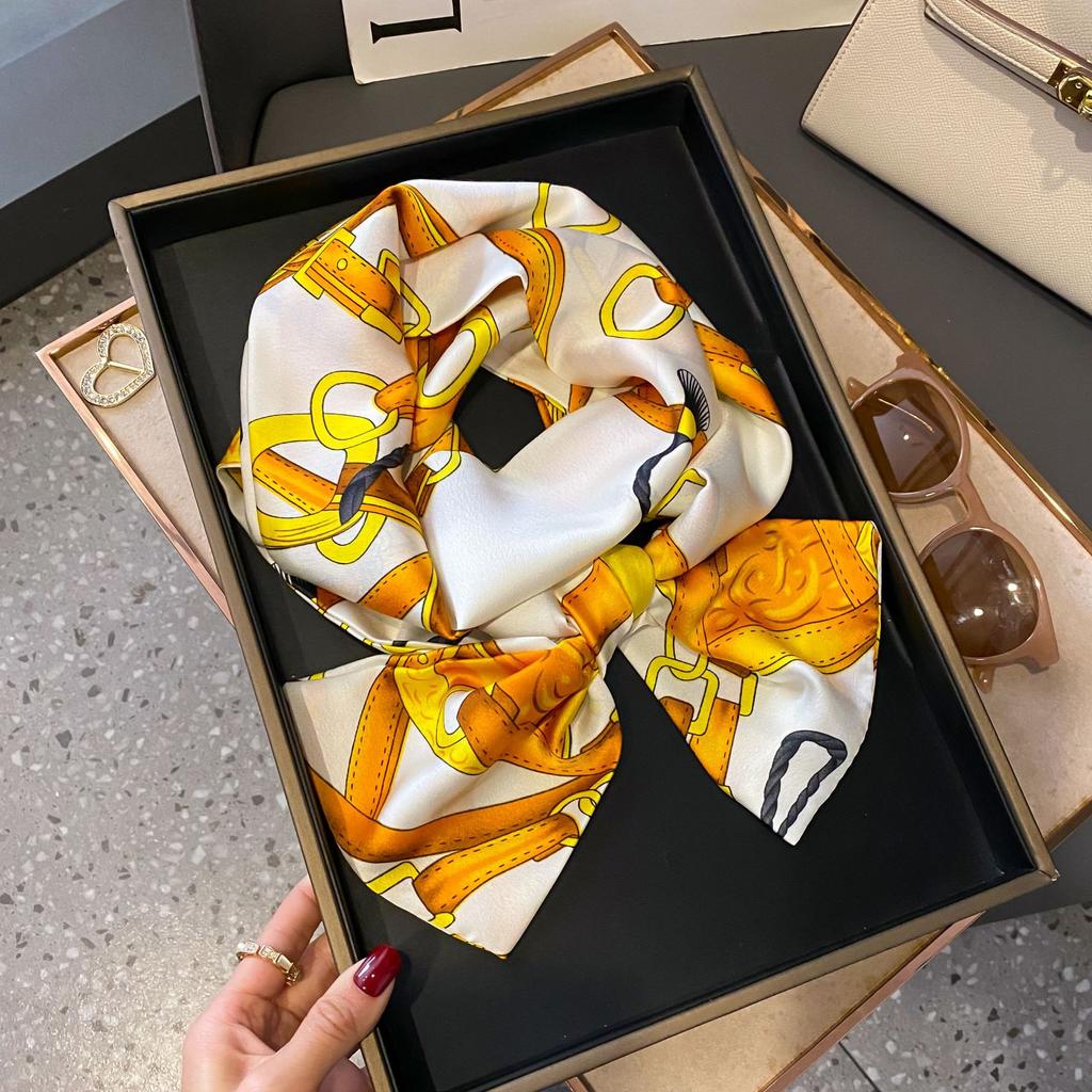Luxury Design Long Silk Scarf Bag Tie Women Neck Skinny Scarves Hair band Foulard Horse Print Brand Lady Neckerchief Ribbon