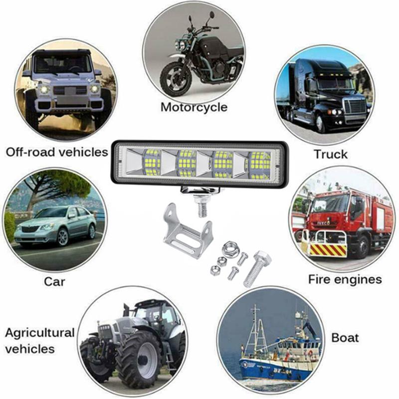 2Pcs 6'' 200W Led Work Light Flood Beam Bar Light Bar Offroad Lights Driving Fog Lights Lamps Drl Lights For Car Suv Truck Offroad