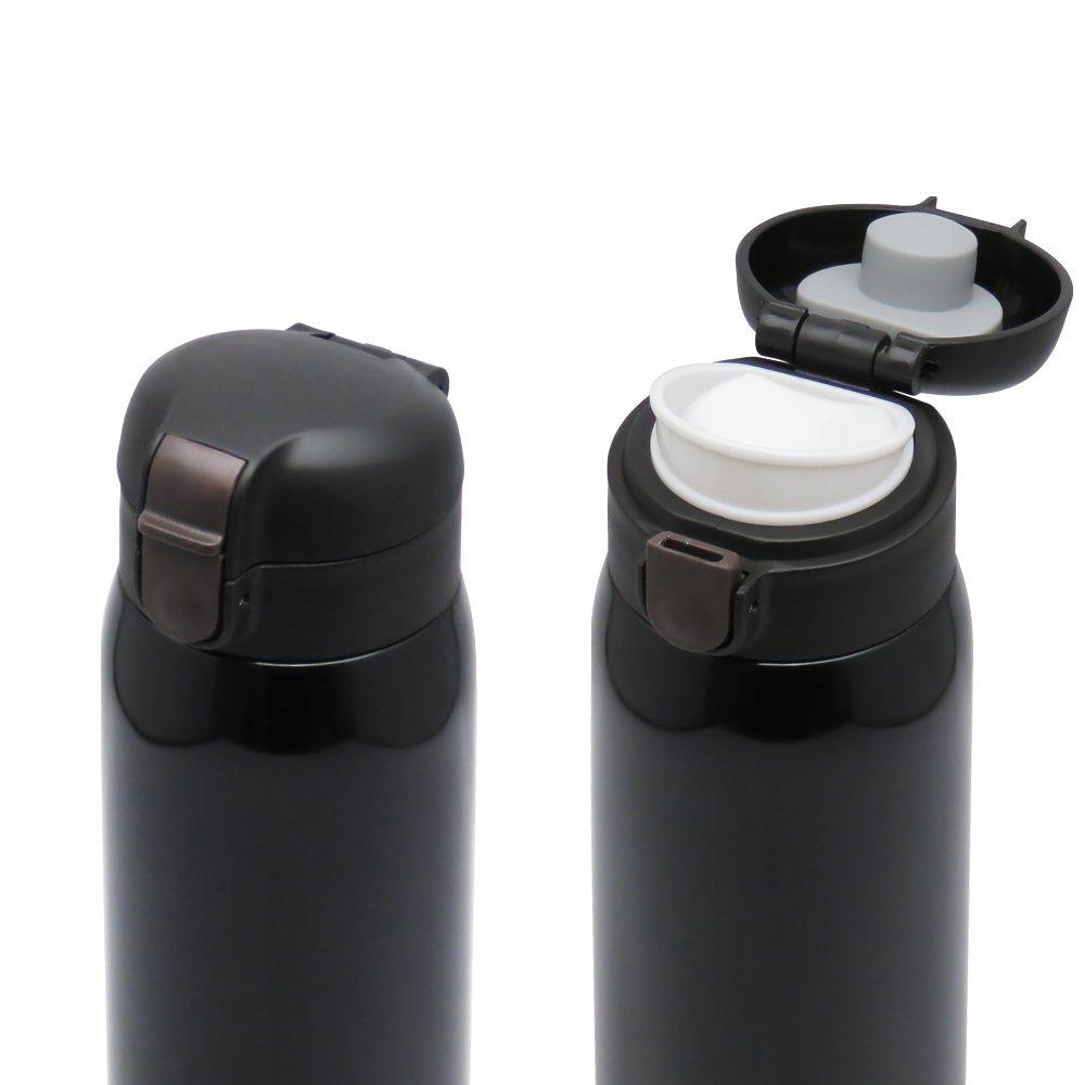 Wahei Freiz Water Bottle Mug Bottle 600ml Black Stopper Vacuum Insulated Bottle My Bottle One-touch Thermal/Cold RH-1273
