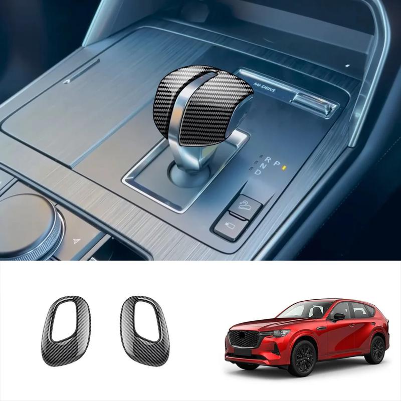 Car Gear Shift Head Knob Trim For Mazda CX-60 CX60 2024 Carbon Fiber ABS 3d Stickers Auto Vehicle Decoration