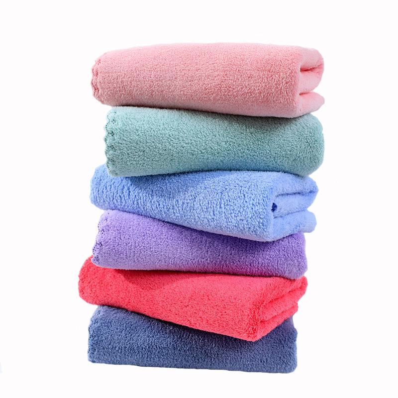 Coral Fleece Plain Color Soft Absorbent Face Towel - Gift or Household Use