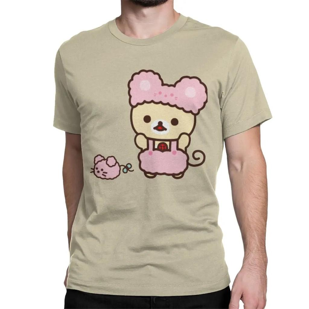 Novelty Rilakkuma Korilakkuma T-Shirts Unisex Wo Unisex Crewneck 100% Cotton T Shirt Short Sleeve Tee Shirt Plus Size Clothing