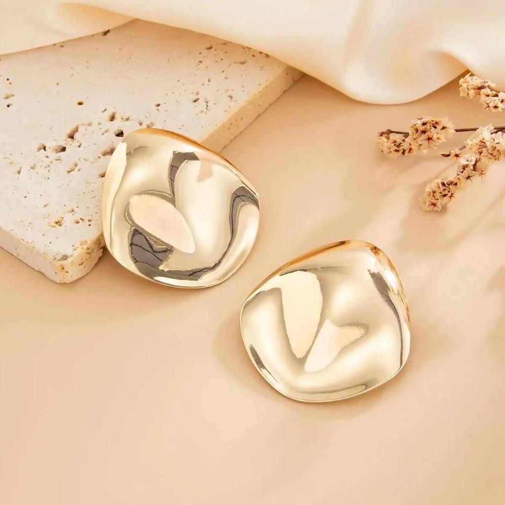 SHIXIN Trendy Smooth Surface Water Drop Big Stud Earrings for Women Punk Geometry Gold Color Earrings Party Jewelry Accessories