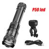 Rechargeable Bike Light,Zoomable LED Headlight with COB Side Light,7 Modes Waterproof, High Power Flashlight for Cycling Camping
