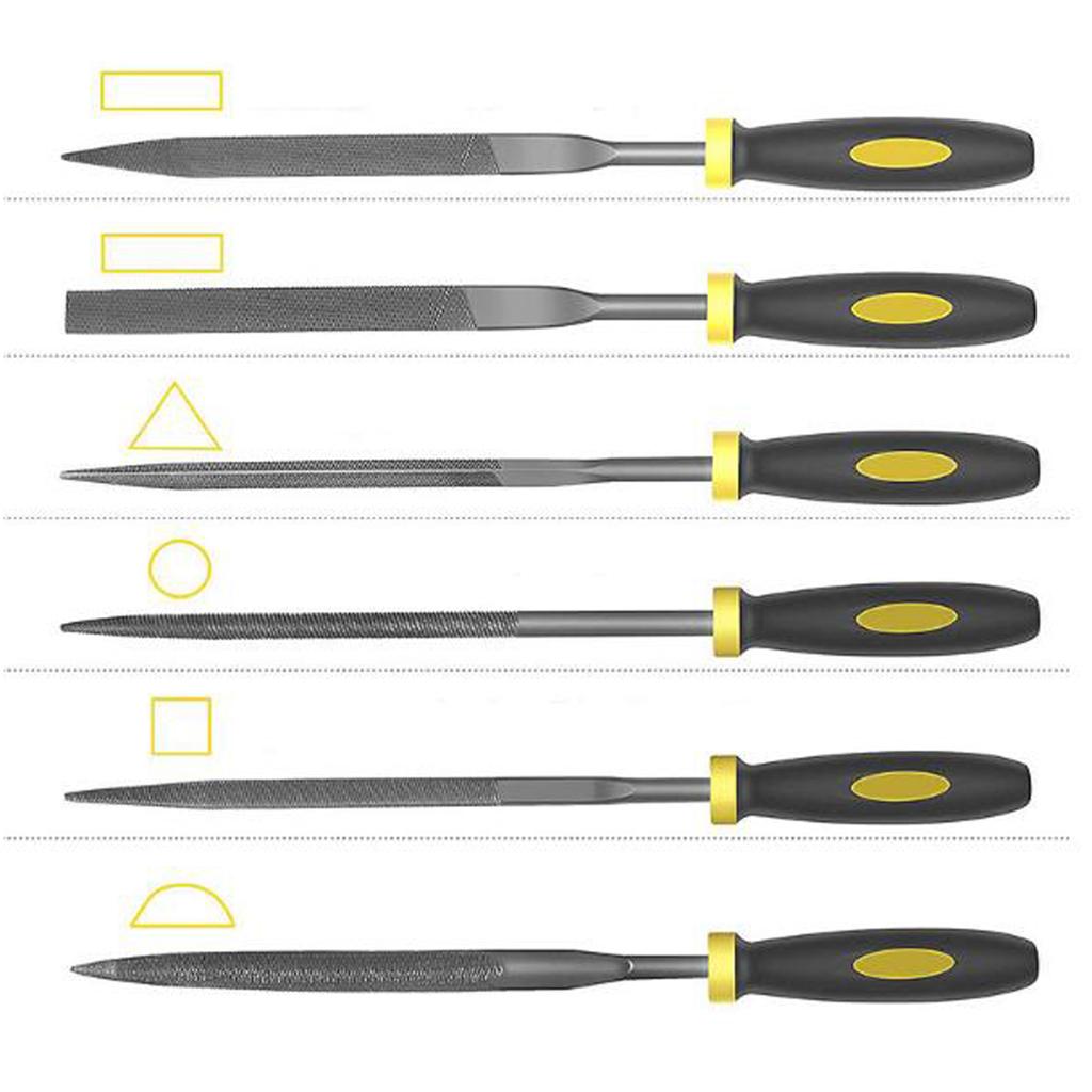 Metal Steel File 4 Pcs Large File 12 Pcs Needle Files 1 Multi-functional Brush Include Flat for Triangle Half-round Roun