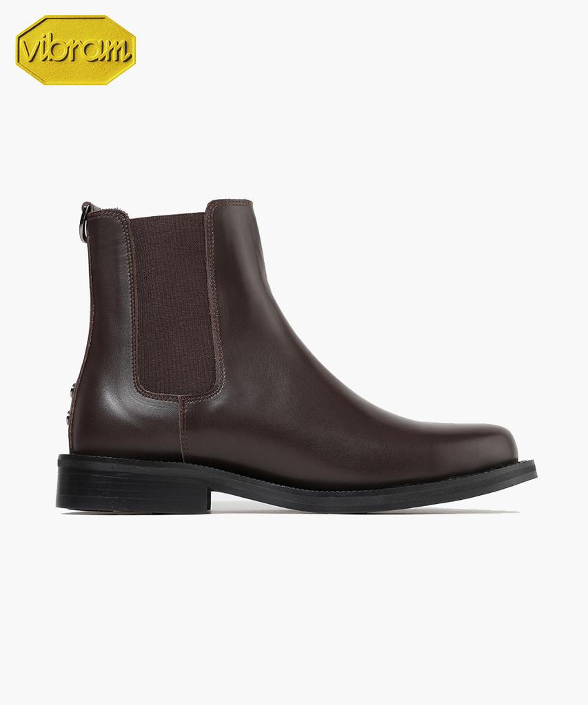 Firenze Atelier [Vibram] Flat Round Toe Standard Rubber Sole Chelsea Boots 9400 [Brown Fg]