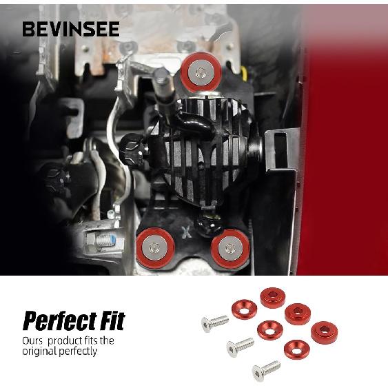 Bevinsee Shifter Base Bushings Compatible with Honda Civic FN2 Type R FD2 Type R 2006-2011 Red