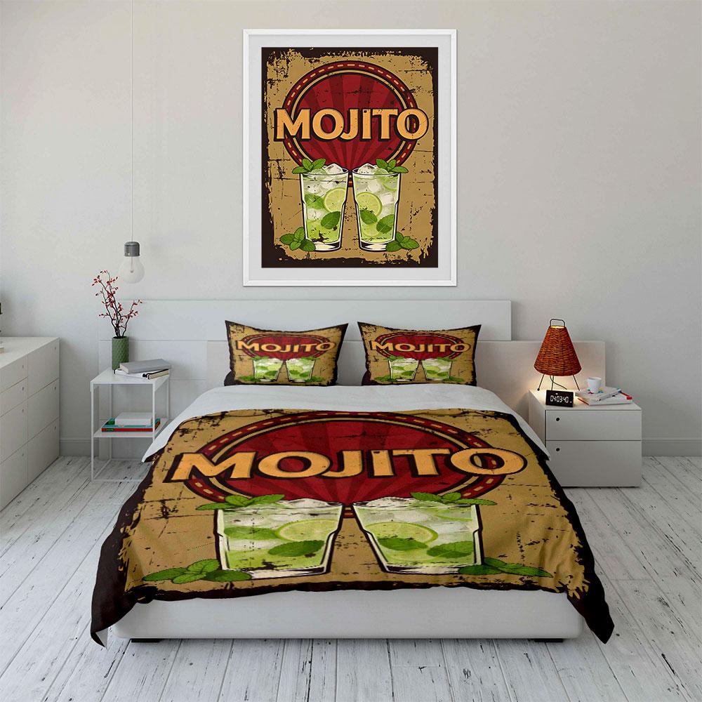 Mojito Text, Lime Glass Bedding Sets Duvet Cover Sets Duvet Covers Pillowcases(1 * Duvet Cover 2 * Pillowcases Without Duvet Insert)