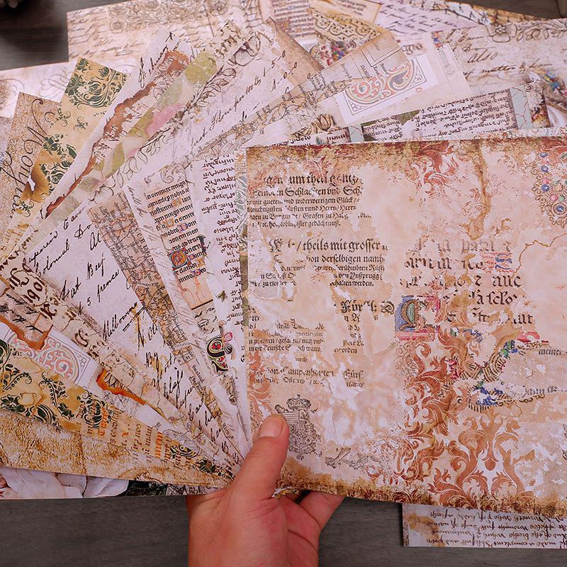 Large Retro Double-Sided Adhesive Journal Base and Decorative Background Paper Stickers