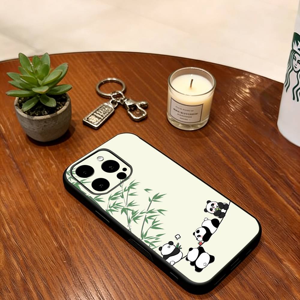 Baby Panda Phone Case For iPhone 17, 16,15,14,13,12,11 Plus,Pro Max, Others Soft Black Cover