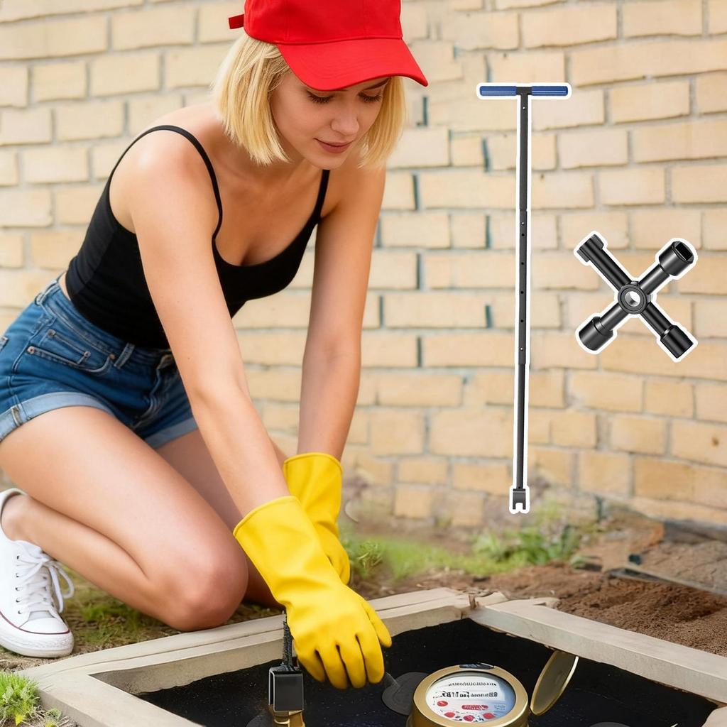 Wasserzähler-Schlüssel T-förmig Anti-Rutsch Ventil-Schlüssel Sanitärventil-Schlüssel für Sanitärinstallation Bewässerung Außenhof Garten Rasen