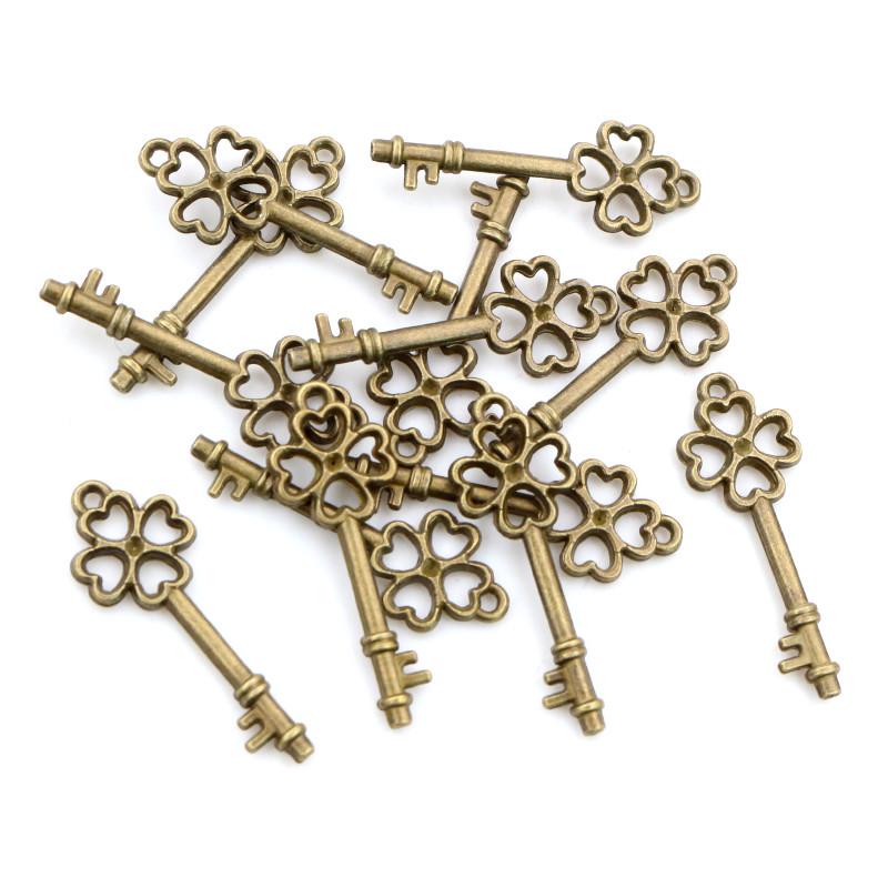 25x9mm 40pcs Bronze Antique Silver Plated Key Handmade Charms Pendant:DIY for bracelet necklace