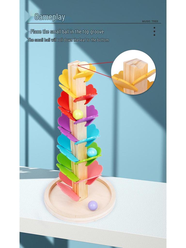 Rainbow Music Tree Montessori Toy: Wooden Ball Track for Children's Early Education