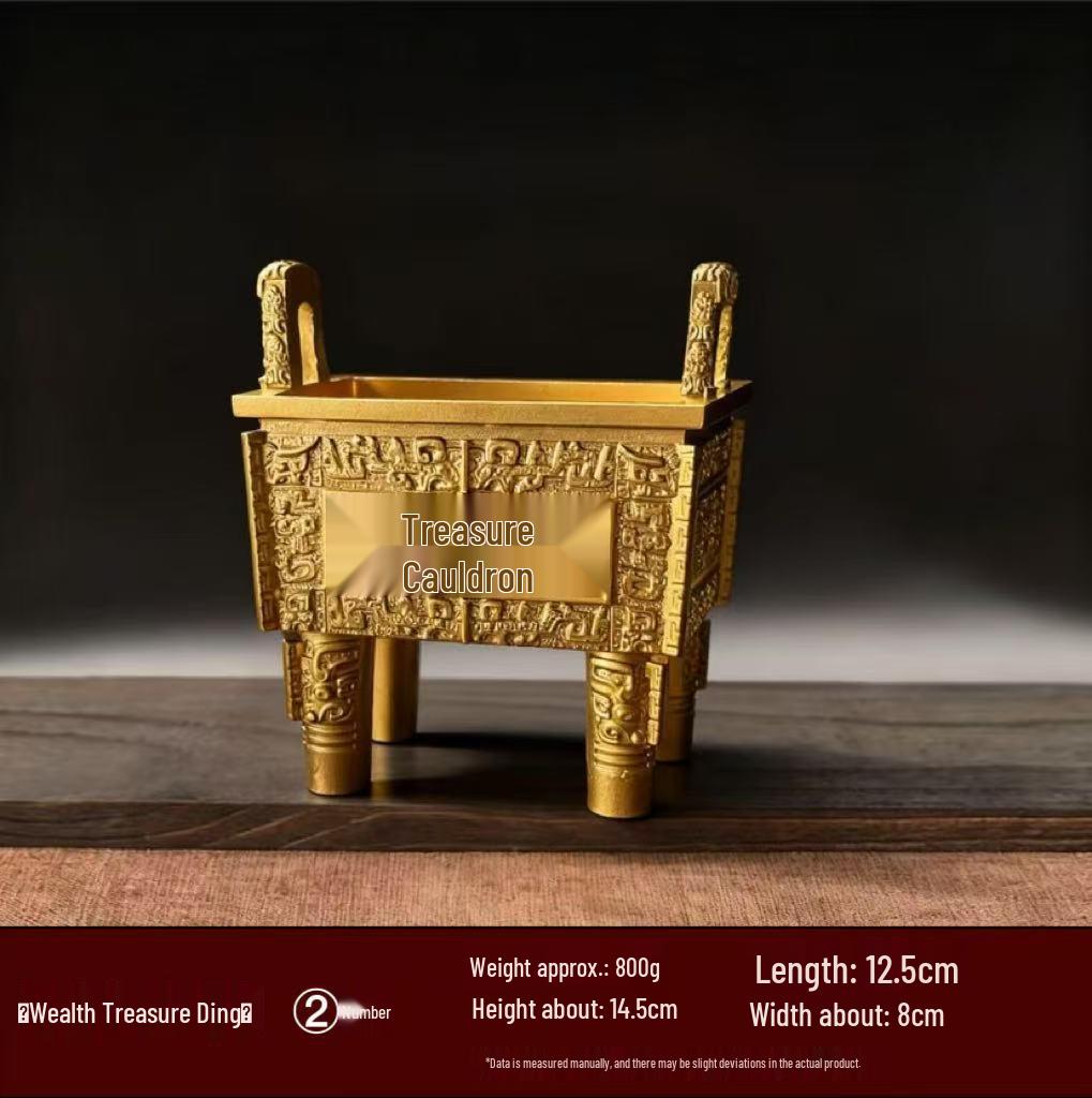 Brass and Copper Double Dragon Ding: Decorative Office & Home Ornament