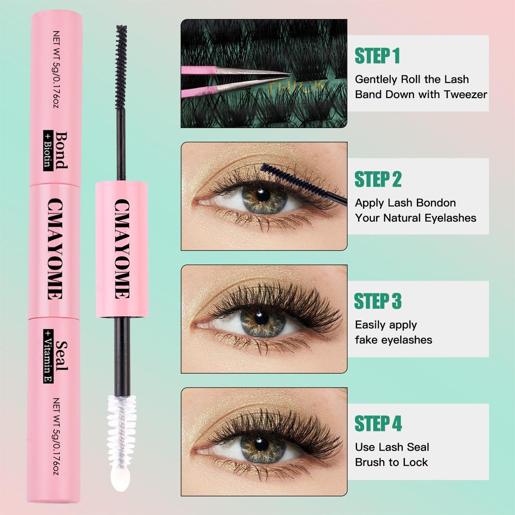 Zestaw pojedynczych kępek rzęs C-curl do przedłużania wieloma włoskami 10-16mm DIY Segmentowe zagęszczanie grubych rzęs