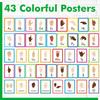 ASL Alphabet Line Bulletin Board Set, 43pcs Letters Numbers Week Sign Language Decorations, 26 Letters/7 Days of the Week1-10 Numbers Small Posters