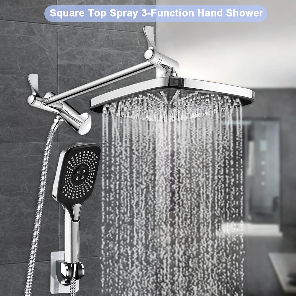 12 Inch High Pressure Top Spray Rain Shower Head Bathroom Shower Faucet Set Rain Shower Mixer Wall-Mount Shower Set