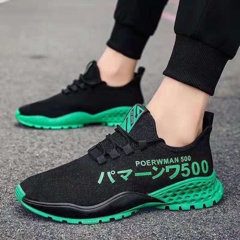New Korean Version of Casual Sports Shoes Sports Fly-woven Running Shoes Comfortable and Non-slip Casual Men's Shoes Trendy Versatile Men's Shoes