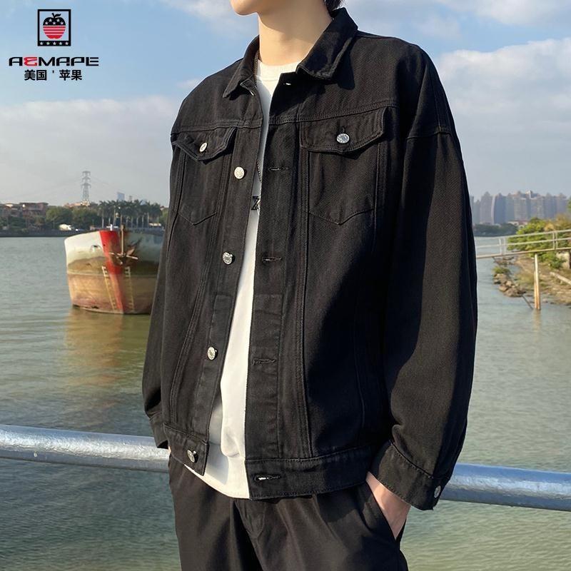 Spring Casual Denim Jacket Men's Trendy Brand All-match Jacket Male Student Tops Trendy Denim Jacket Men