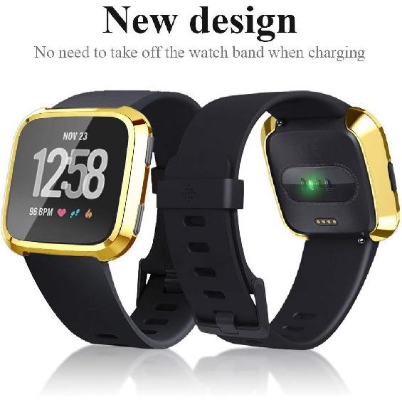 [8-Pack] Screen Protector Case Compatible with Fitbit Versa Cover,All-Around Soft TPU Plated Cover Ultra Slim Scratch-Proof Bumper Shell Accessories