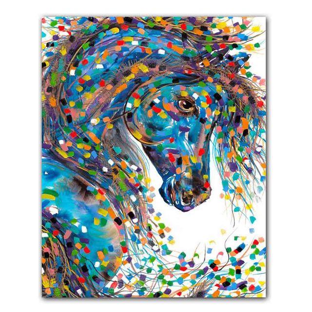 Nordic graffiti art abstract animal canvas painting digital color poster office wall painting living room home decoration mural No Frame