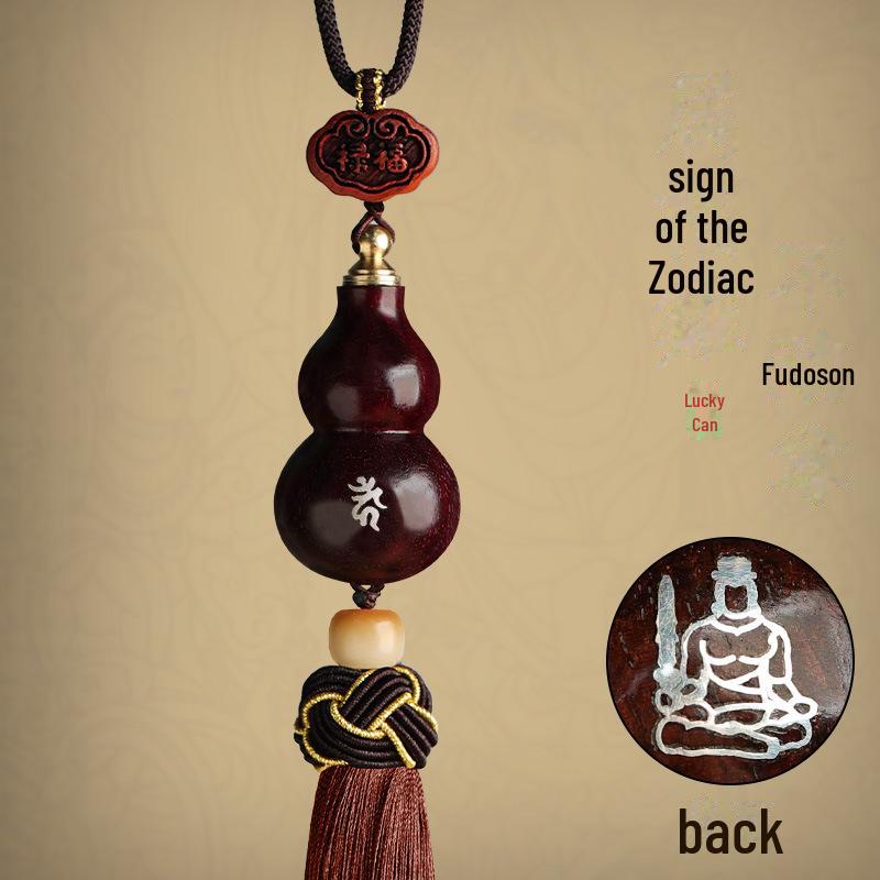 Red Sandalwood Gourd Car Pendant for Safe Travels - Unisex Rearview Mirror Charm