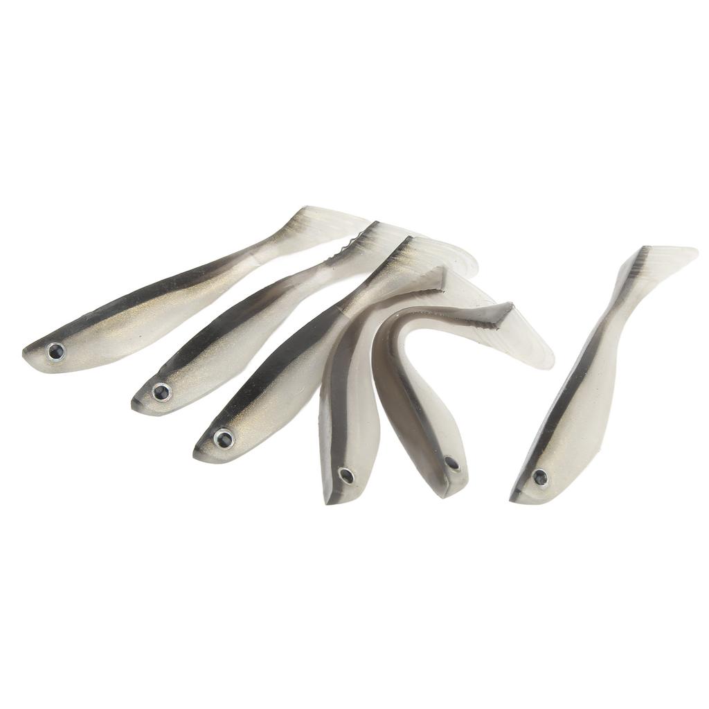 6 Stück 10cm Weicher Angelköder 2 Farben T-Schwanz Künstlicher Köder mit Schwarzem Rücken für Salzwasser Süßwasserangeln