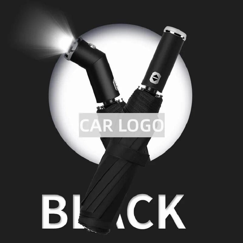 

Полностью автоматический складной зонт GLC GLB с защитой от УФ-лучей, двойными ребрами, светодиодный зонт-трость для Mercedes Benz AMG A C E V Class W201 чёрный